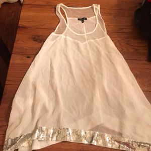 White sheer tank top with sequins